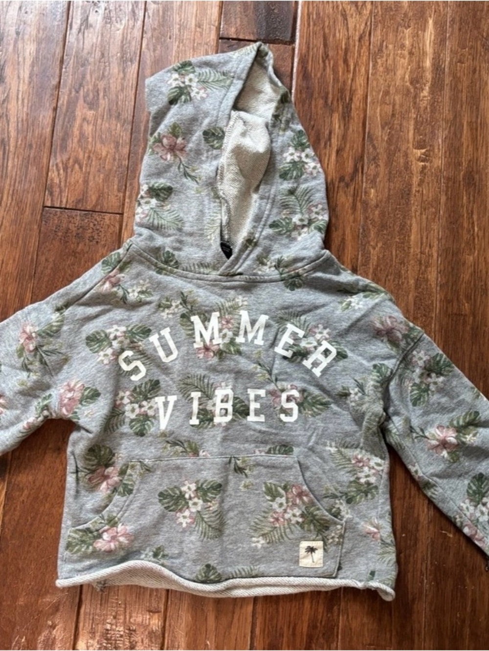 Art Class Target 2T Summer Vibes Gray Floral Hoodie Shirt Long Sleeve